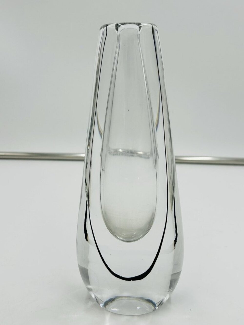 Kosta Vicke Lindstrand Swedish Clear with Black Filament 9.25" Bud Vase LH1414